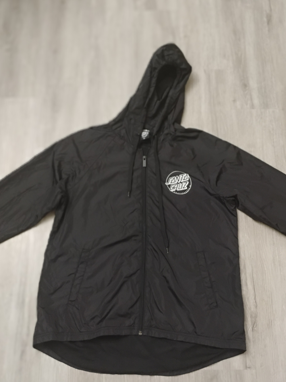 Santa Cruz Skateboards Black Hooded Kids Rain Jacket